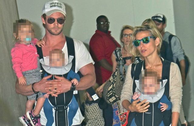 Chris Hemsworth y Elsa Pataky con su hija India Rose y los gemelos Tristan y Sasha
